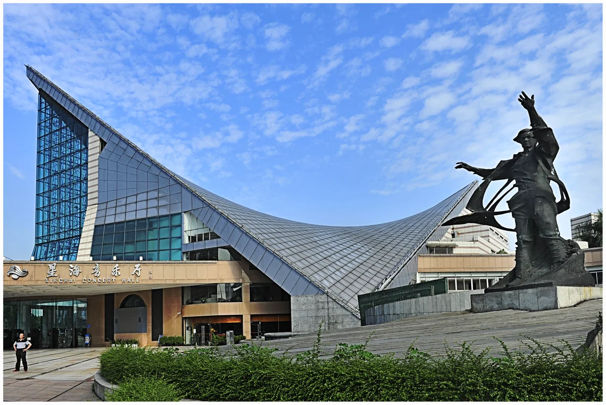 Xinghai Concert Hall modern architecture by the river