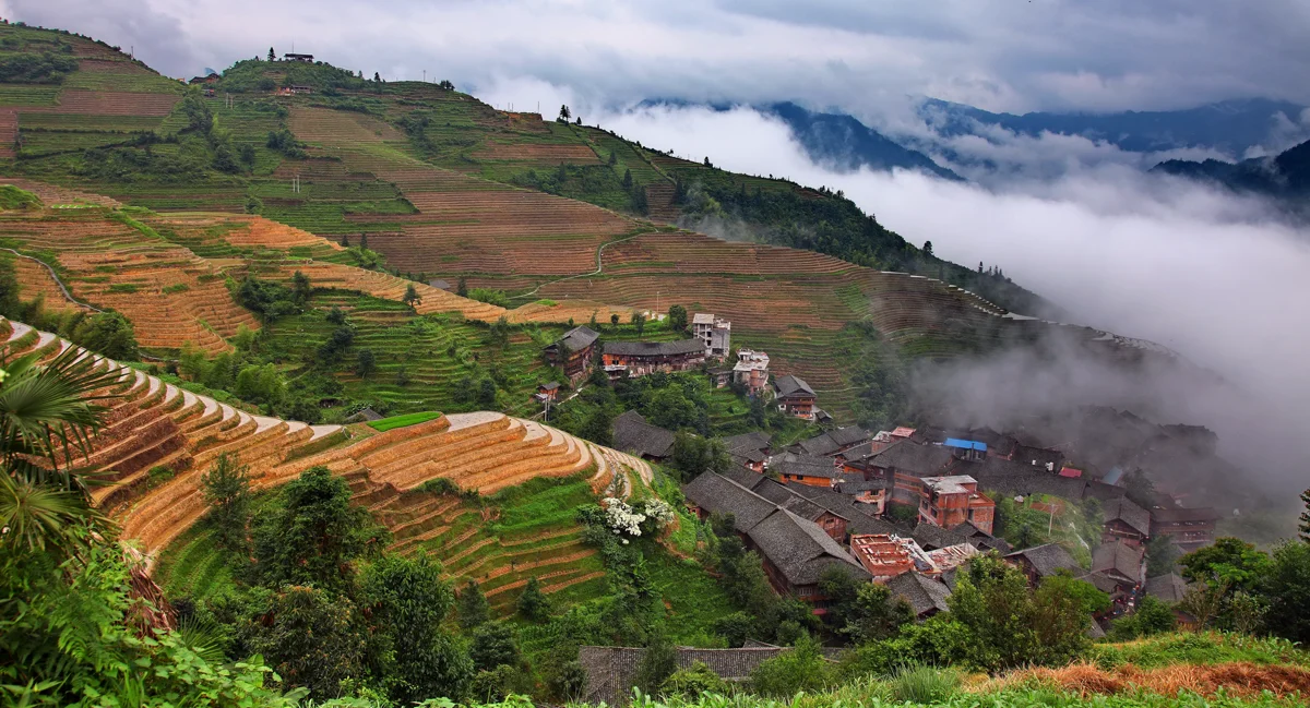 Ping'an Village with ethnic Zhuang architecture