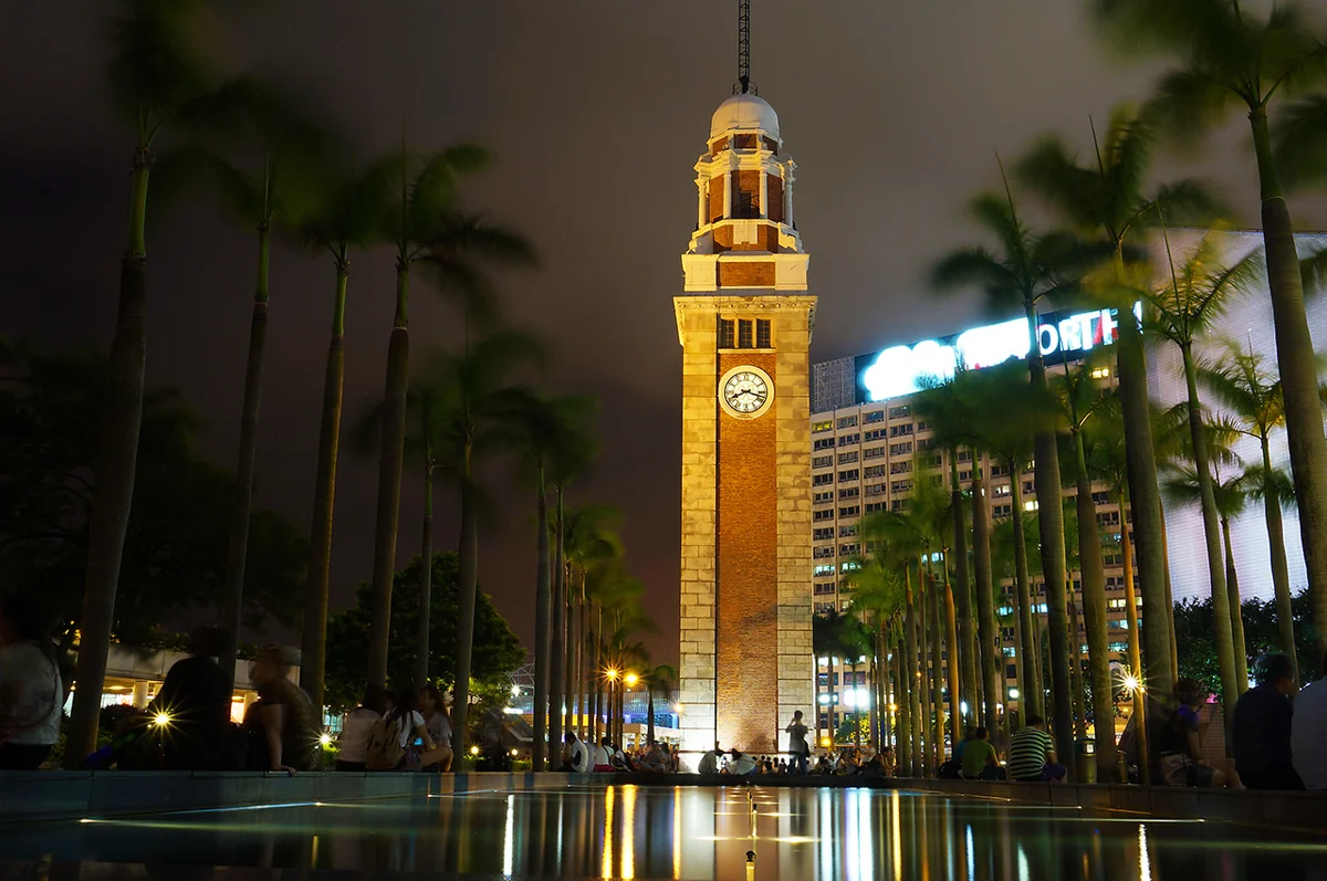 Tsim Sha Tsui promenade at night with harbour view