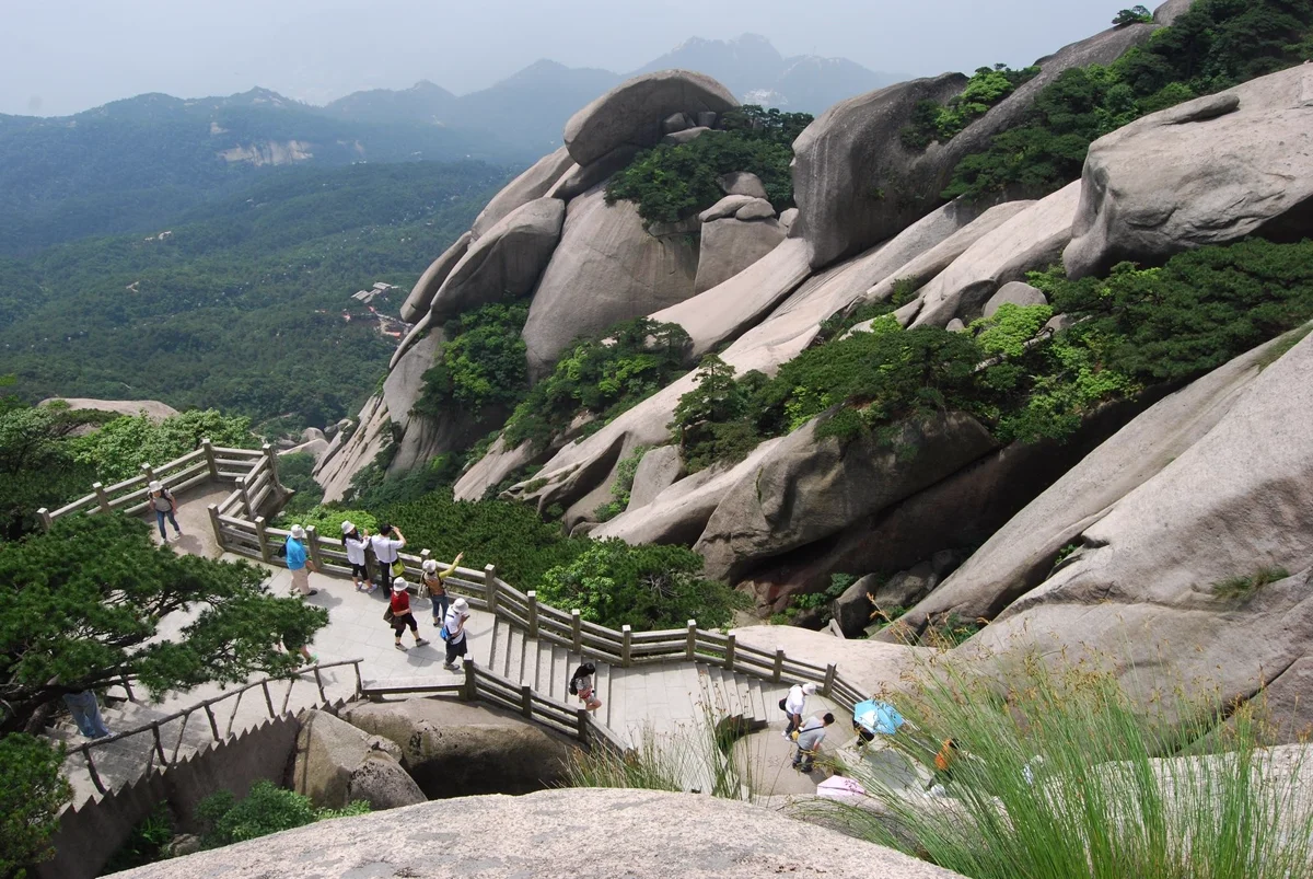 Tianzhu Peak granite scenery with pine trees