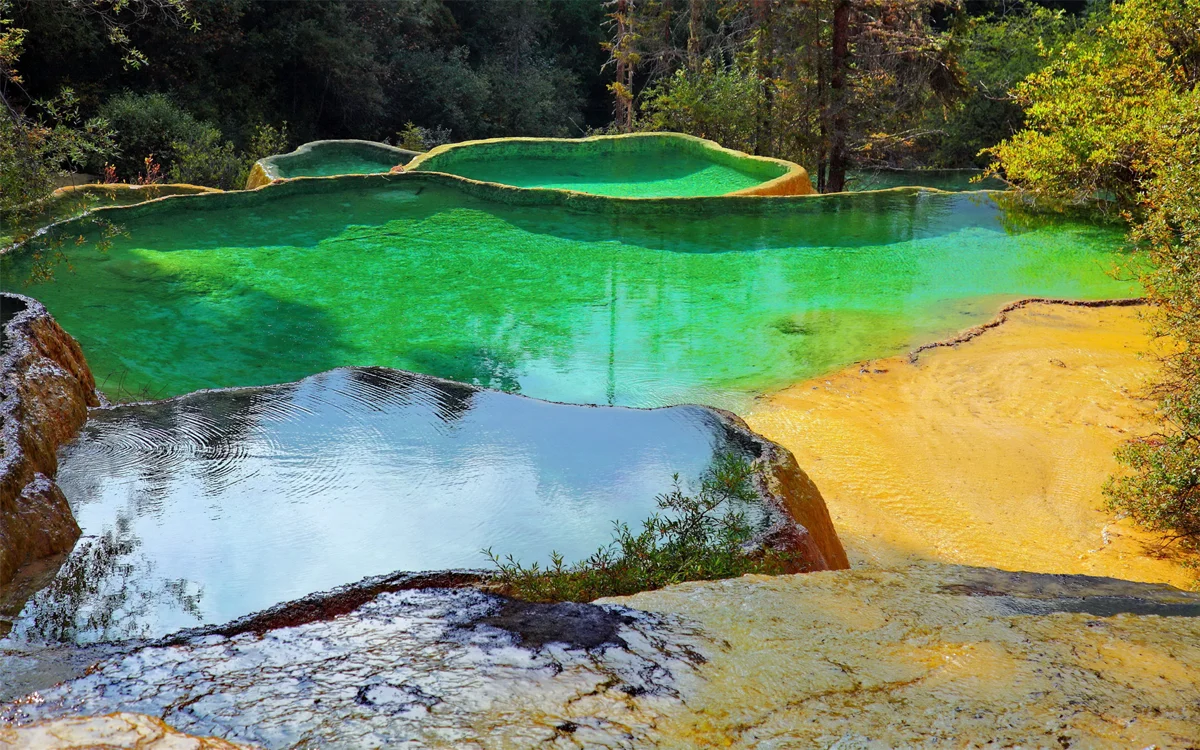 Huanglong travertine pools at Jiuzhaigou