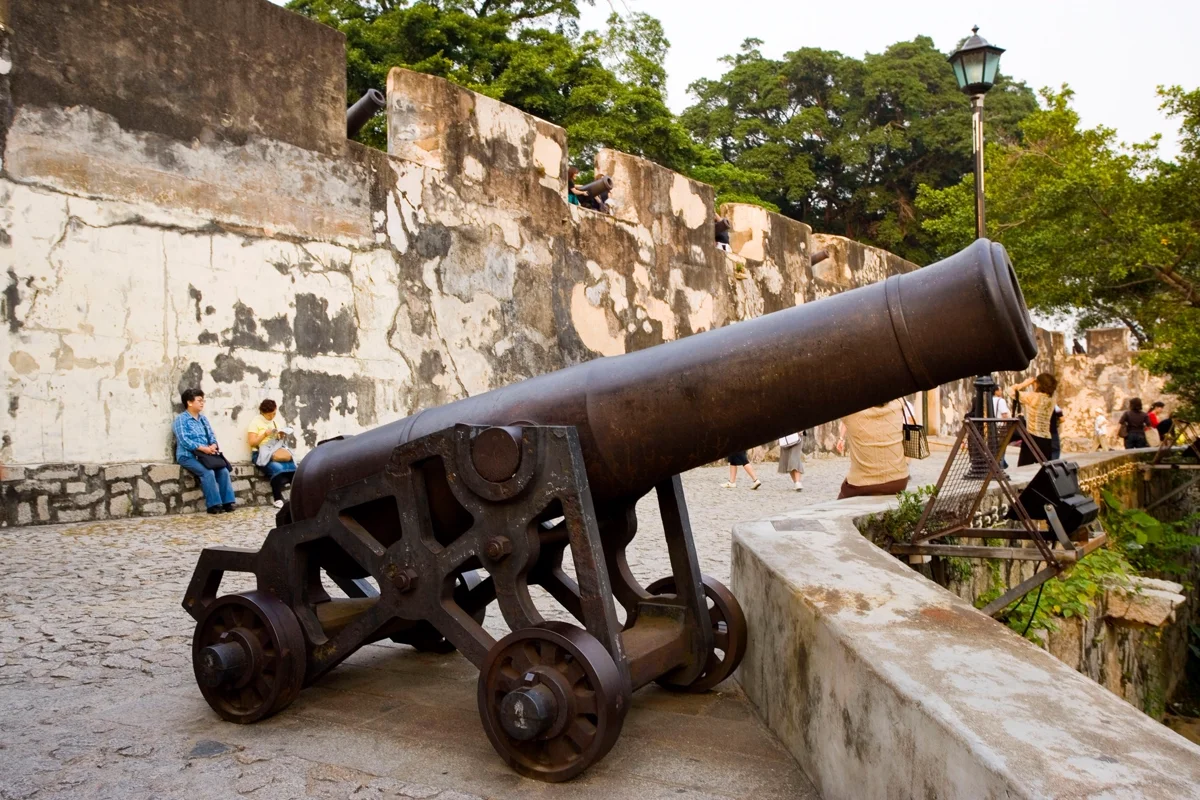 Monte Fort cannons overlooking Macau skyline