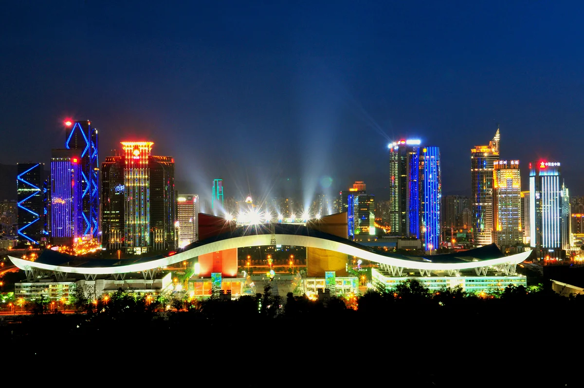 Shenzhen night skyline with city lights