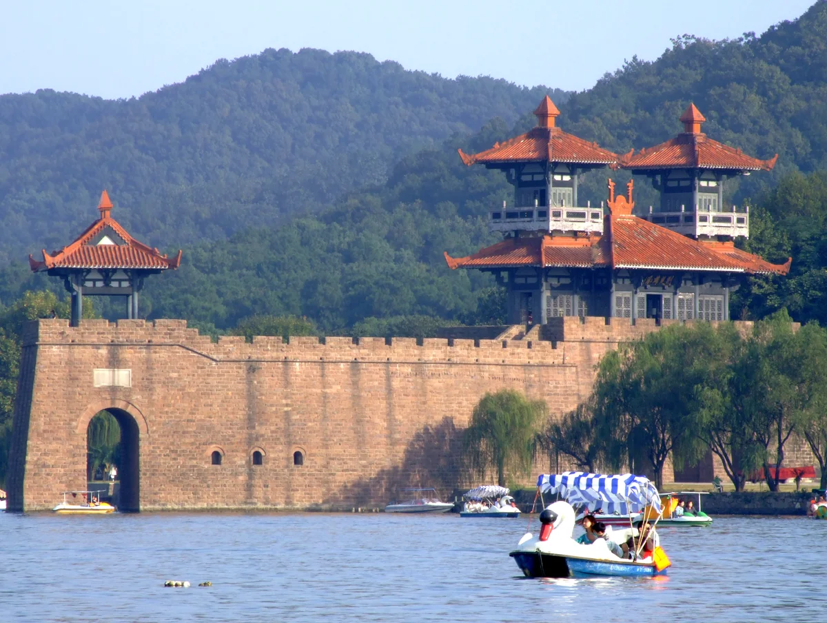 East Lake with its scenic bridge and pagoda