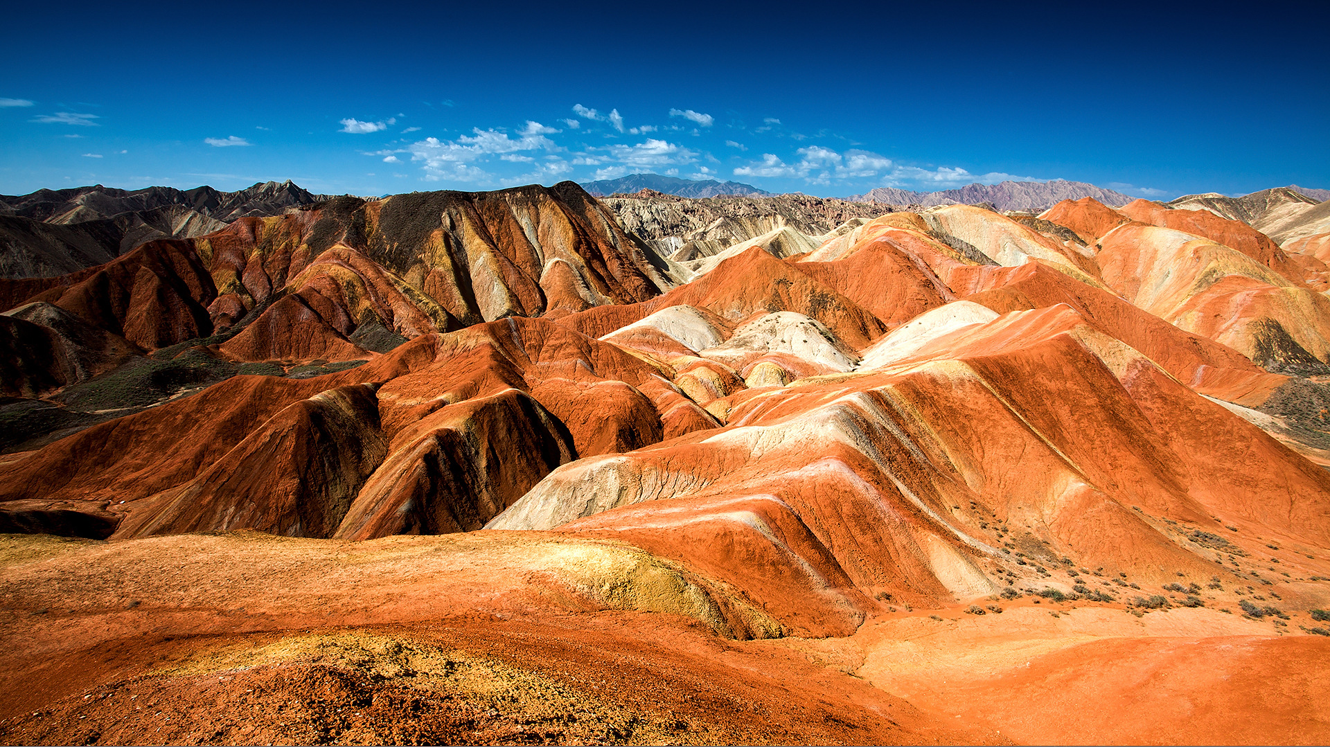 Zhangye Danxia aerial view valley mountains